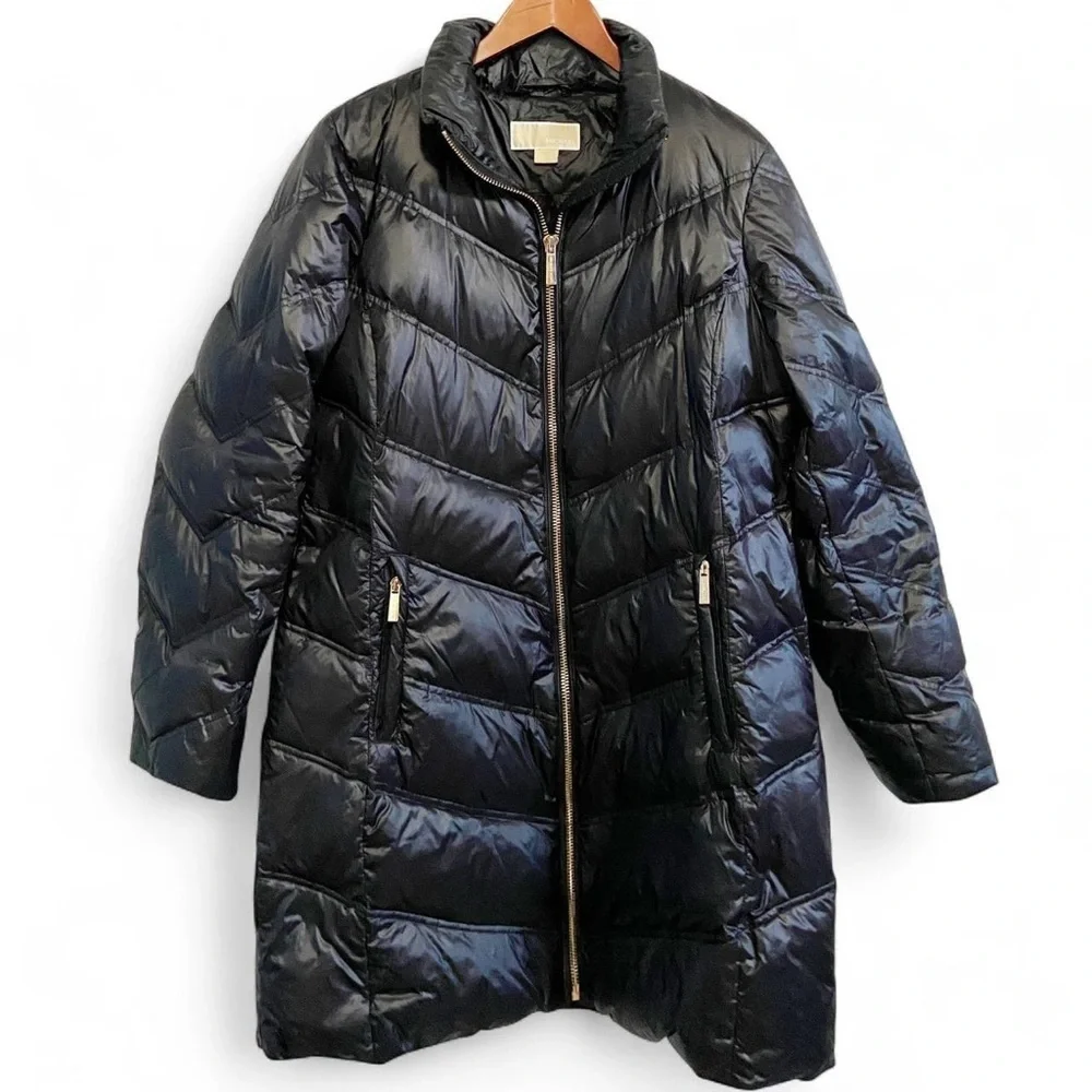 Michael Kors Women's Hooded Quilted Down Parka Long Coat